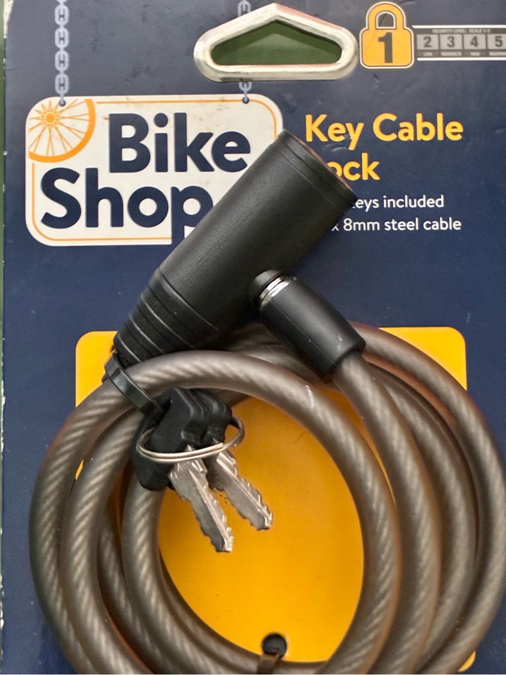 Black Key Cable Lock - Cable Bike Lock with Keys